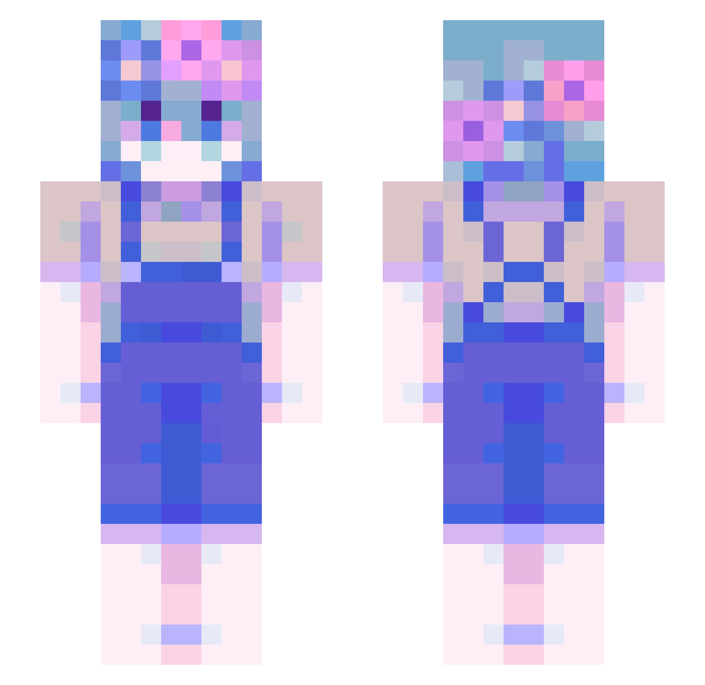 Isa Minecraft skin, front and back view