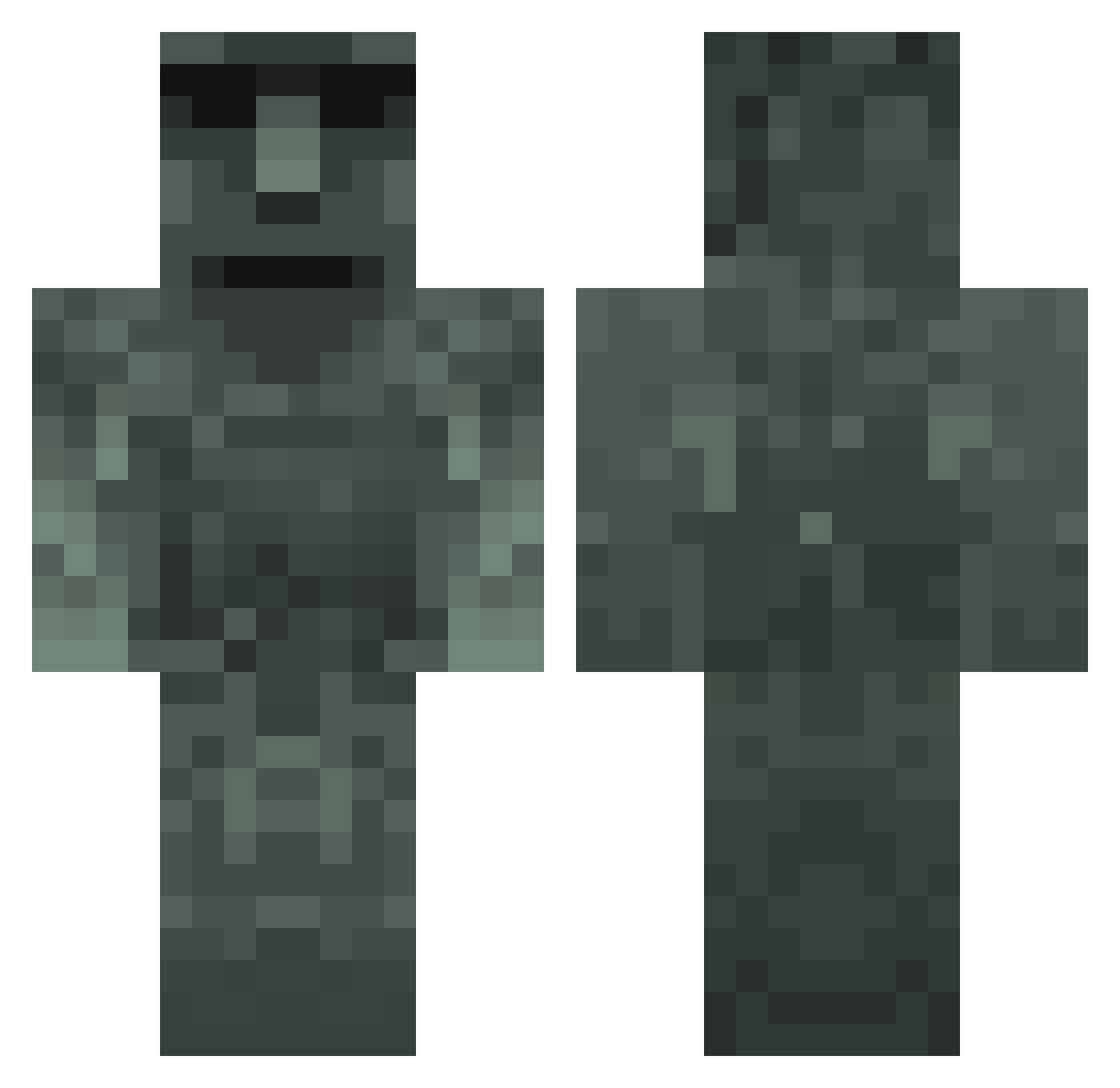 MysterDirt Minecraft skin, front and back view