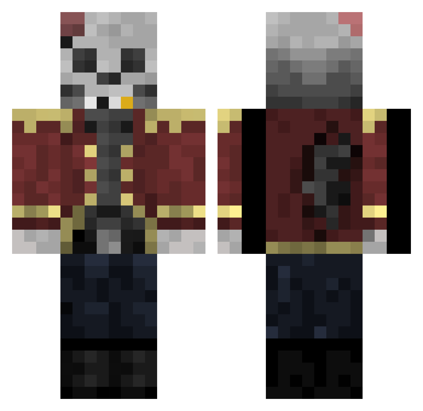 MasterMode7 Minecraft skin, front and back view
