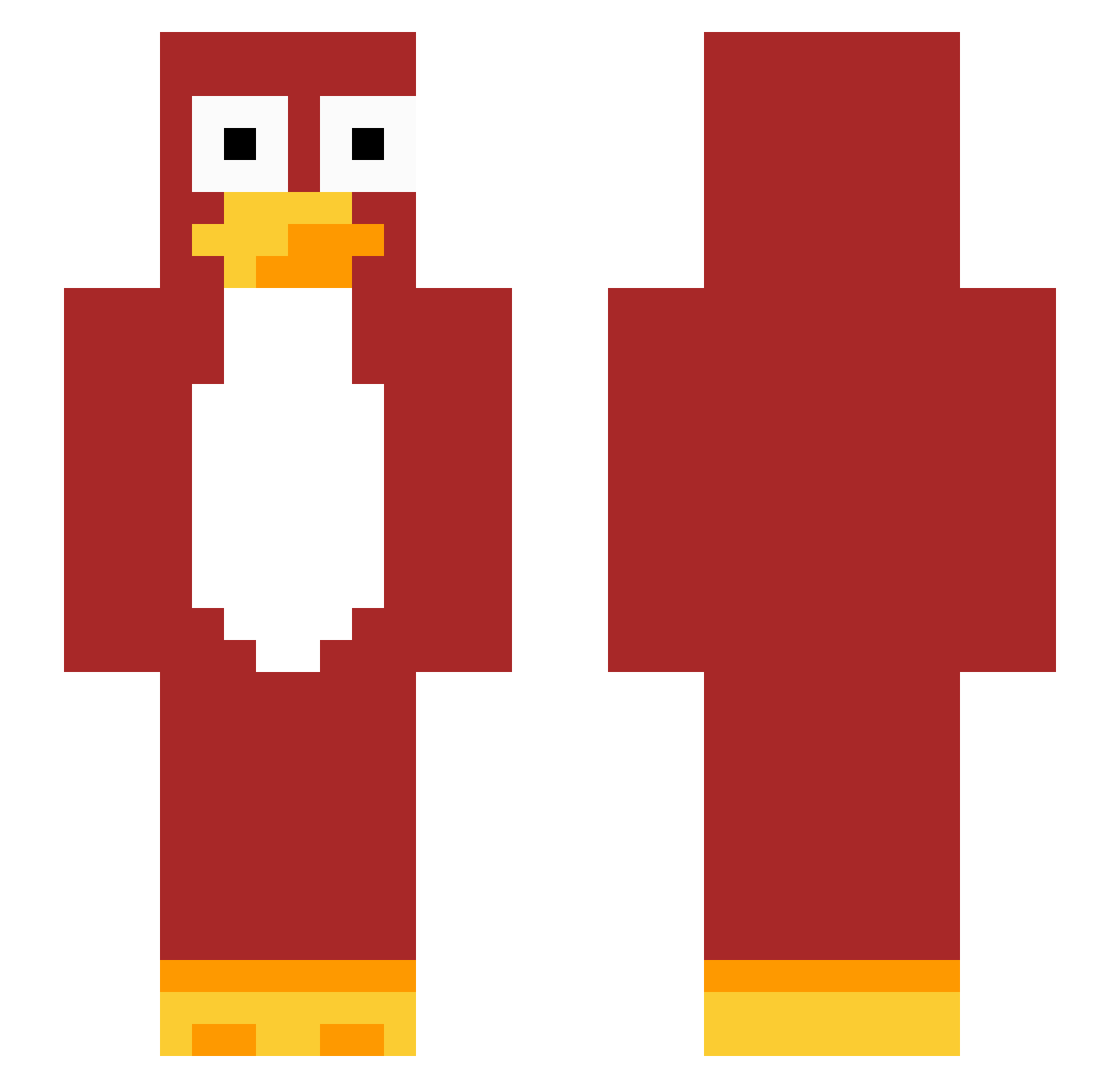mlpv Minecraft skin, front and back view