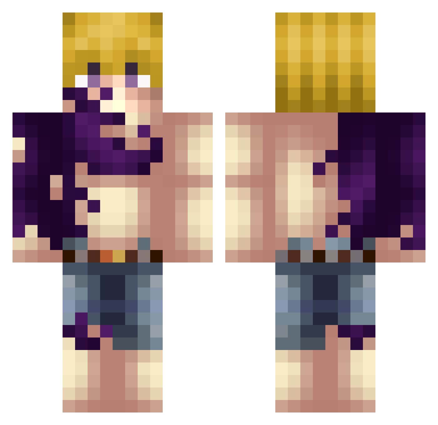 NightC0L Minecraft skin, front and back view