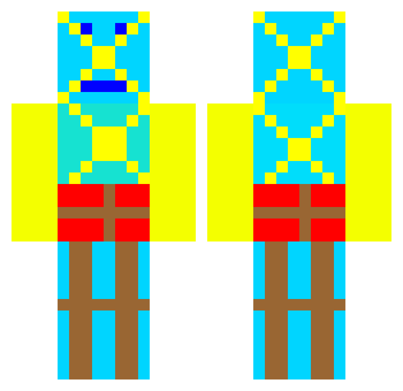 Schmo0 Minecraft skin, front and back view