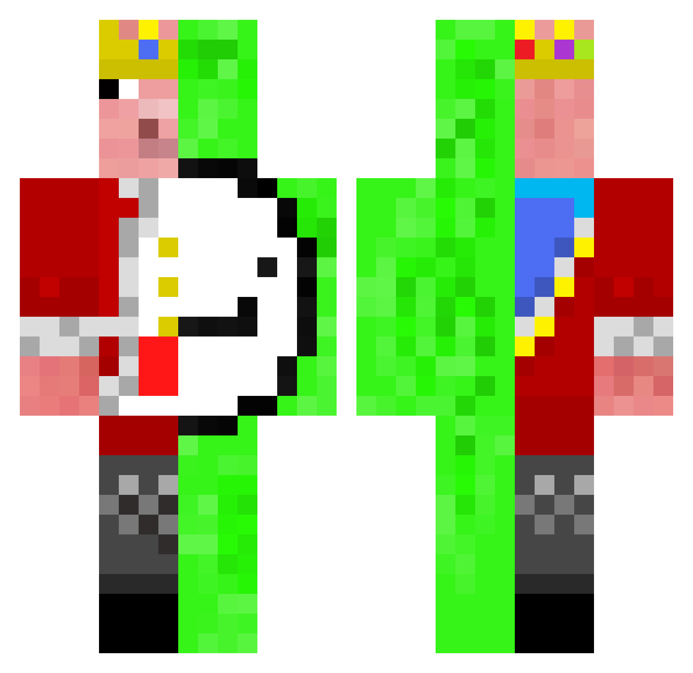 XgoldenwarriorX Minecraft skin, front and back view