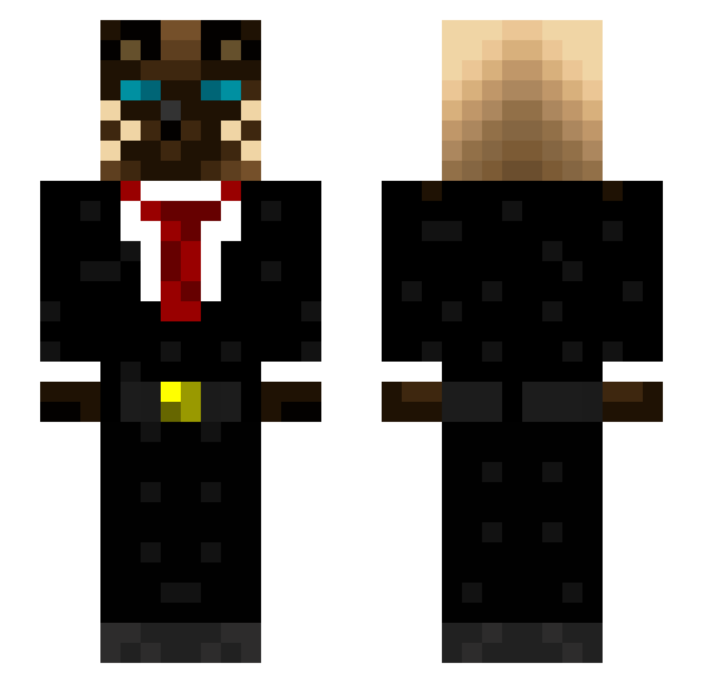 xcda64 Minecraft skin, front and back view