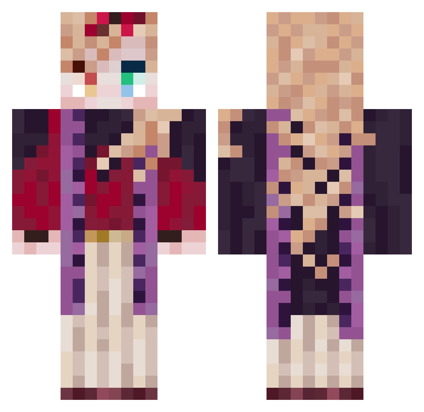 Asteriamist Minecraft skin, front and back view