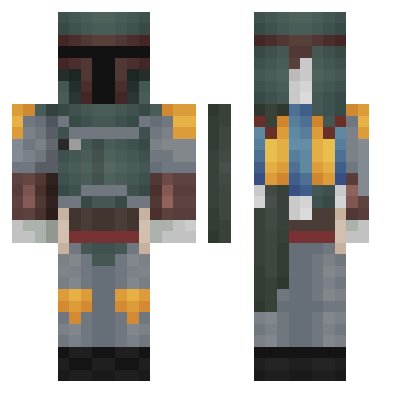 LuckBlue Minecraft skin, front and back view