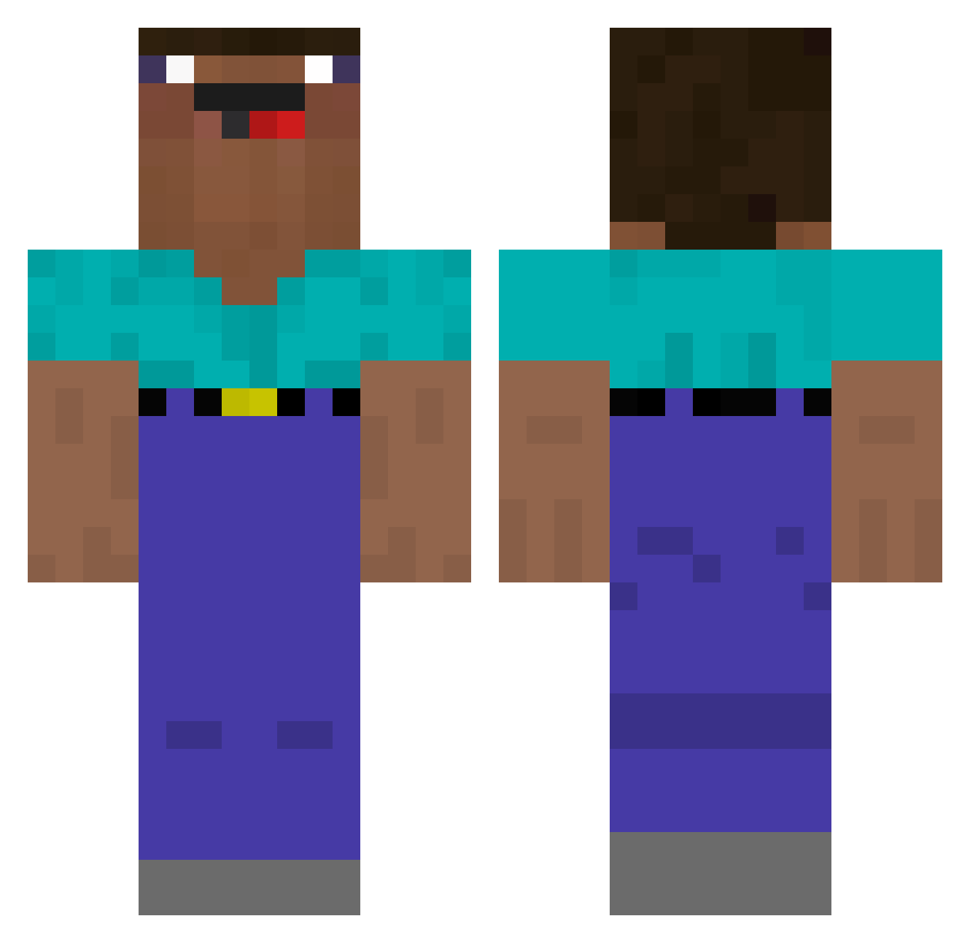 Sexual_Assaulter Minecraft skin, front and back view
