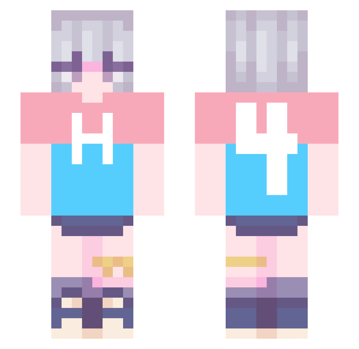 Plessor Minecraft skin, front and back view