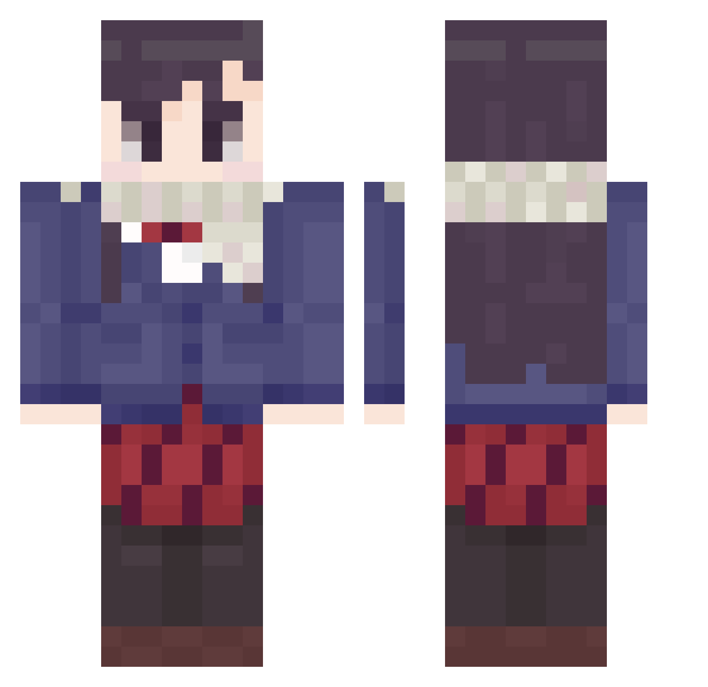 zeenotako Minecraft skin, front and back view