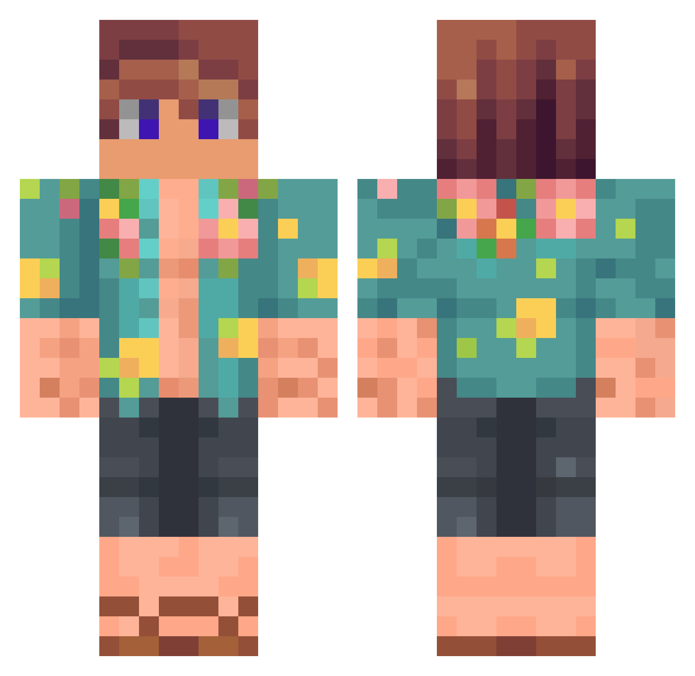 SteeviXD Minecraft skin, front and back view