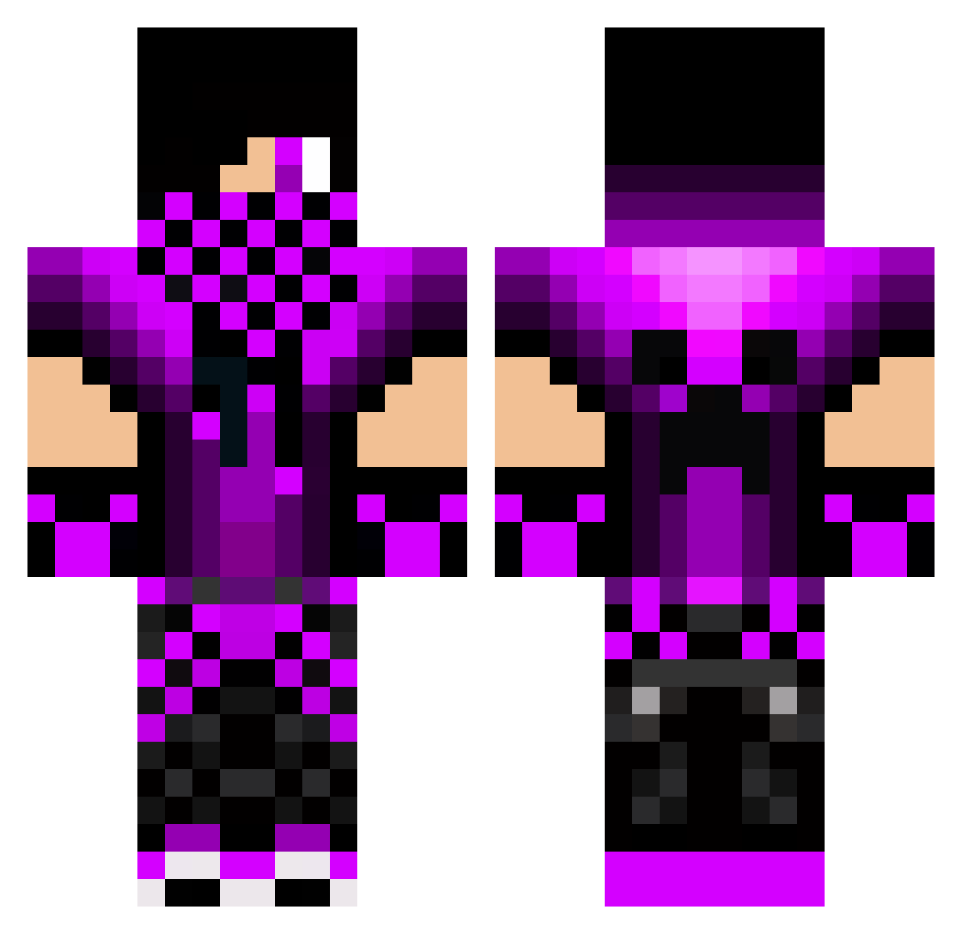 PushLimit Minecraft skin, front and back view