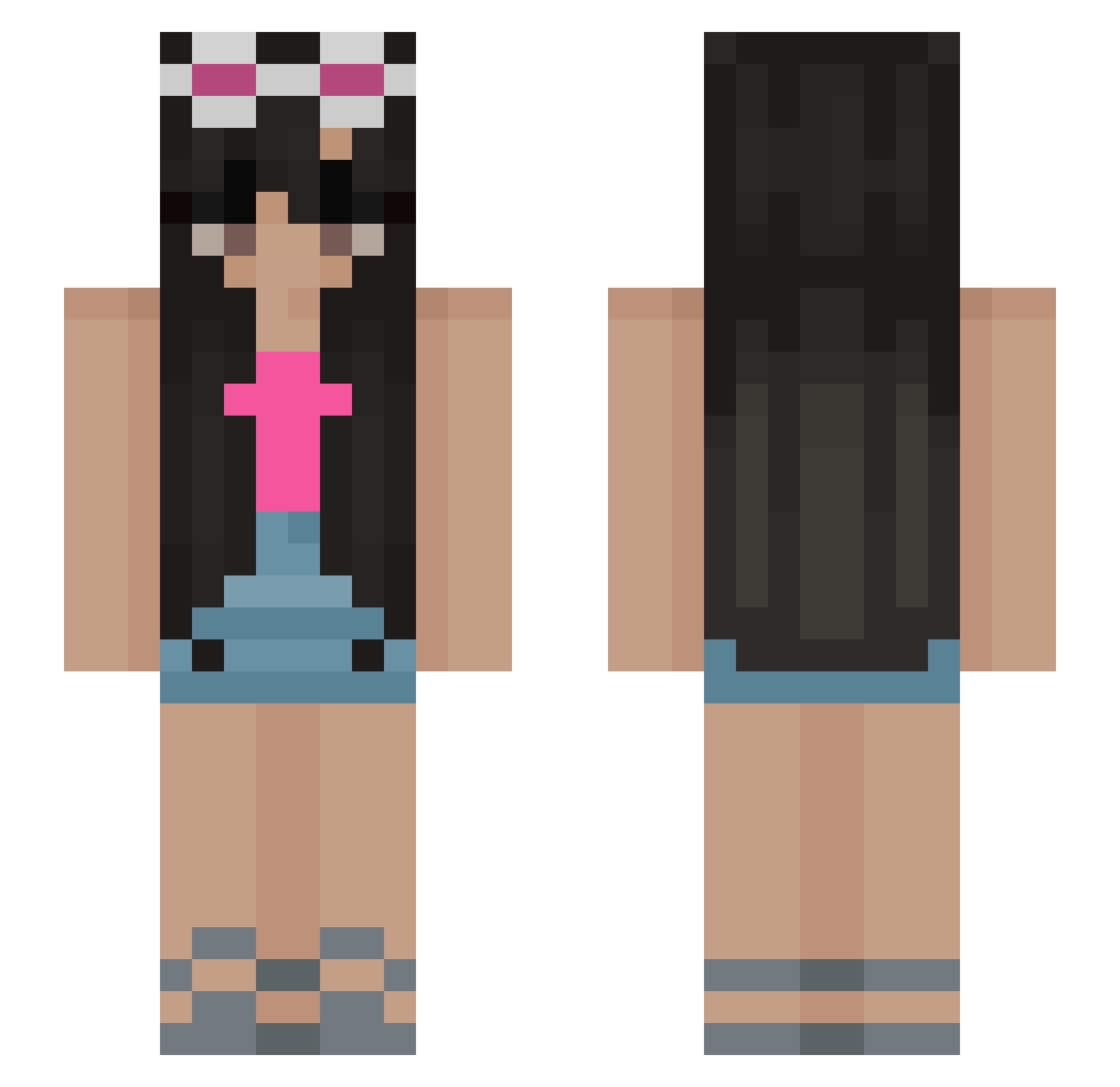 SkillsKills Minecraft skin, front and back view