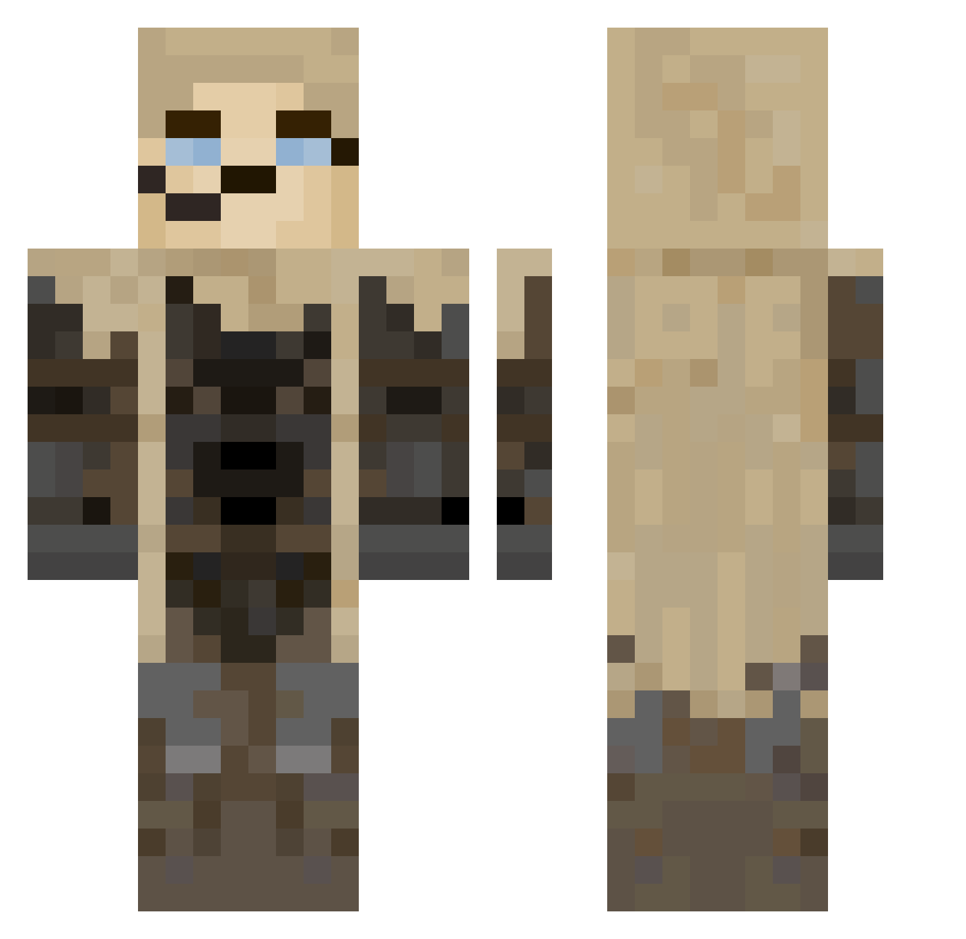 Inexcusably Minecraft skin, front and back view