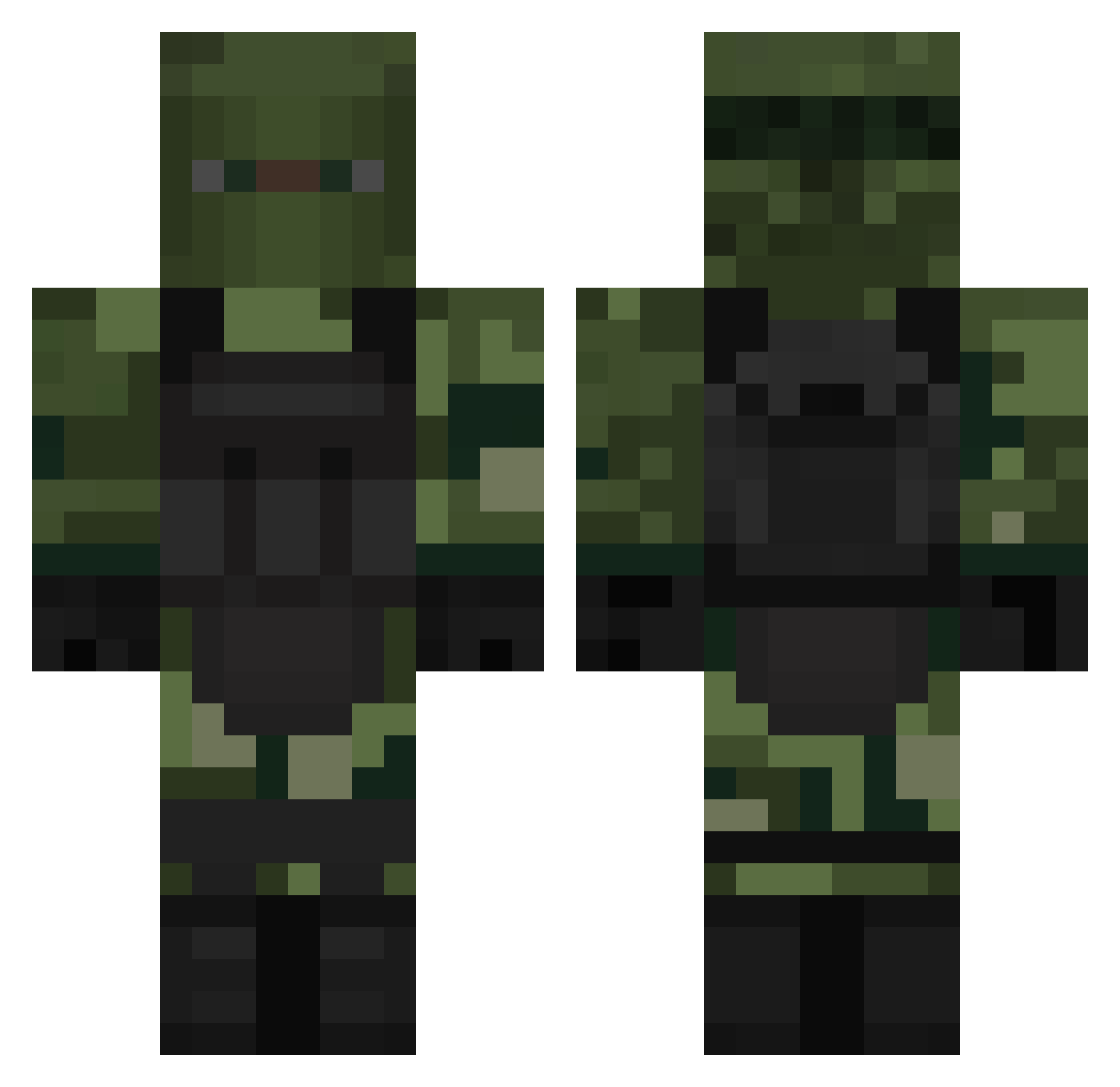 Silvercharque Minecraft skin, front and back view