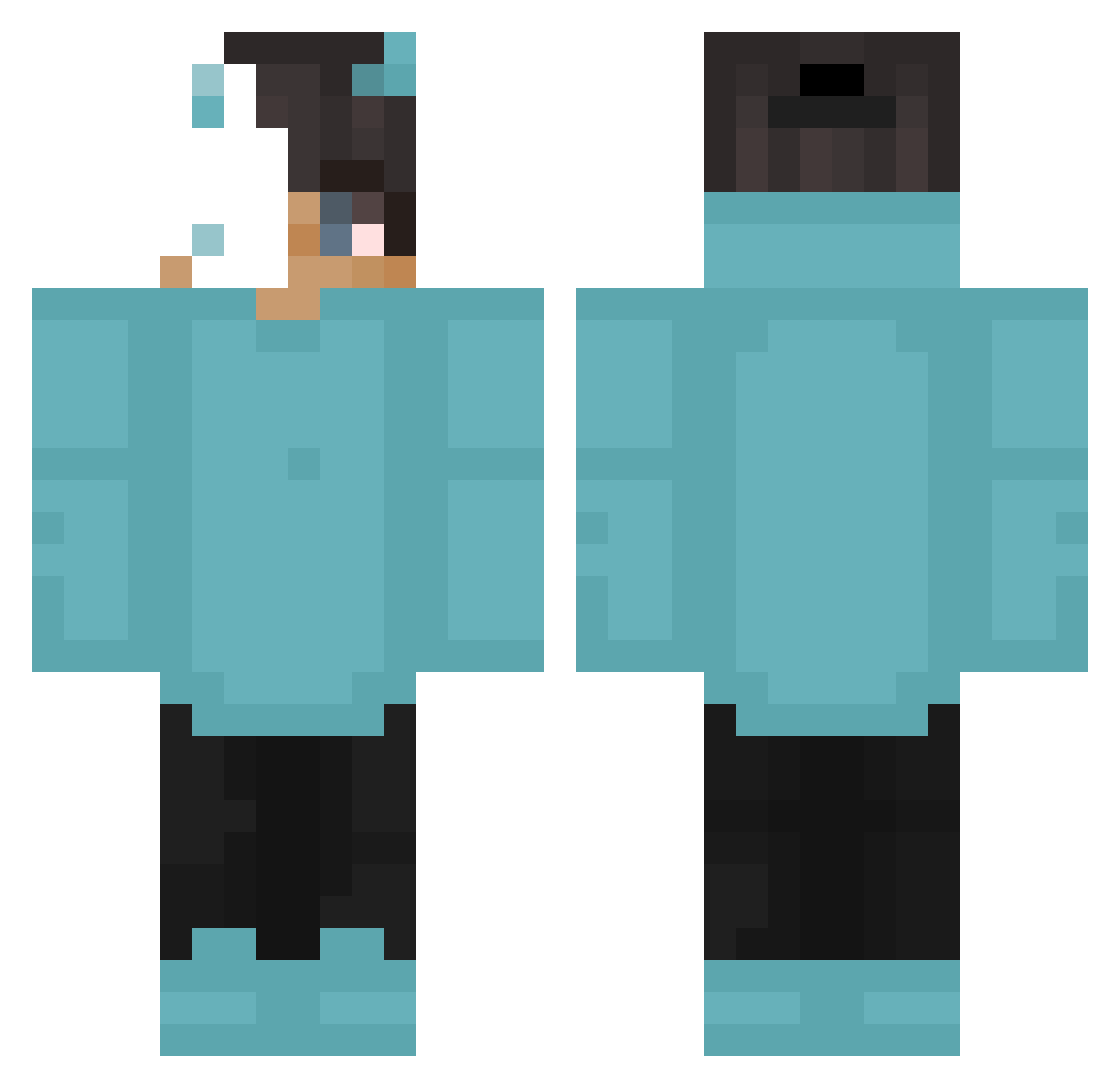 tabtv Minecraft skin, front and back view