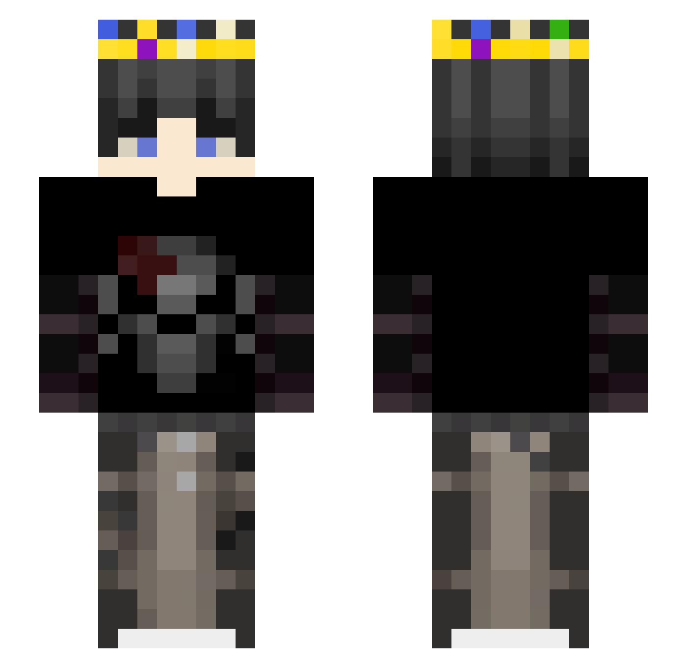 qw0rts Minecraft skin, front and back view