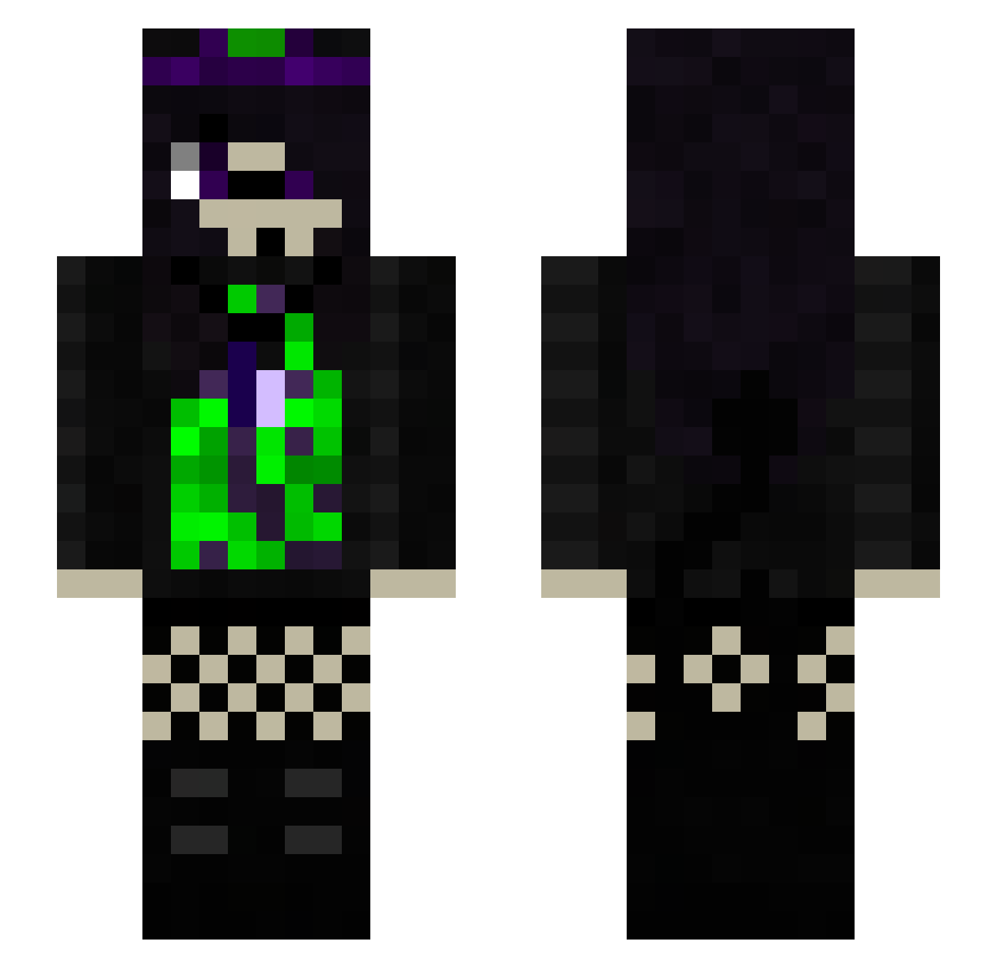 theyhunt Minecraft skin, front and back view