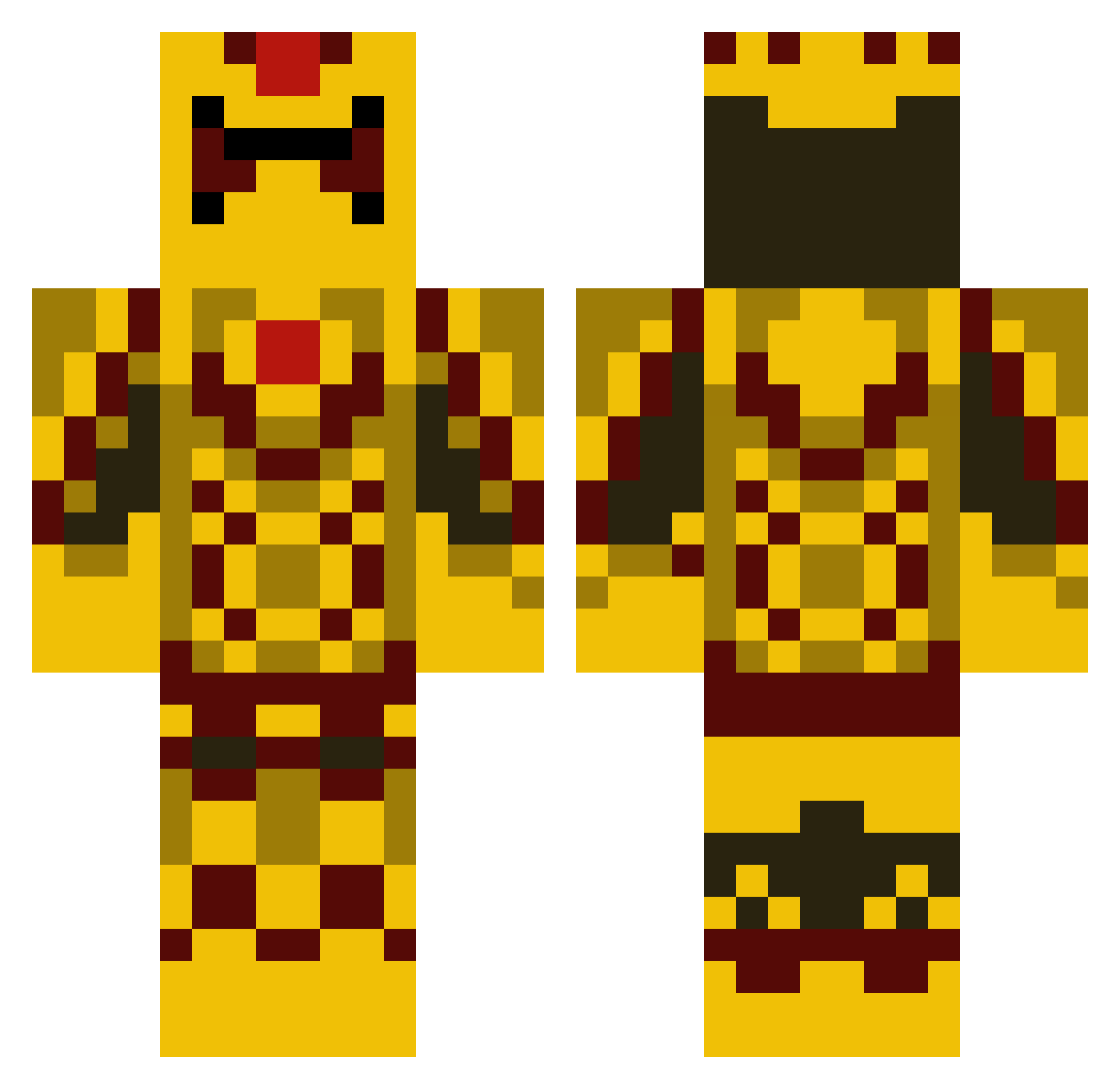 YellowTyxy Minecraft skin, front and back view