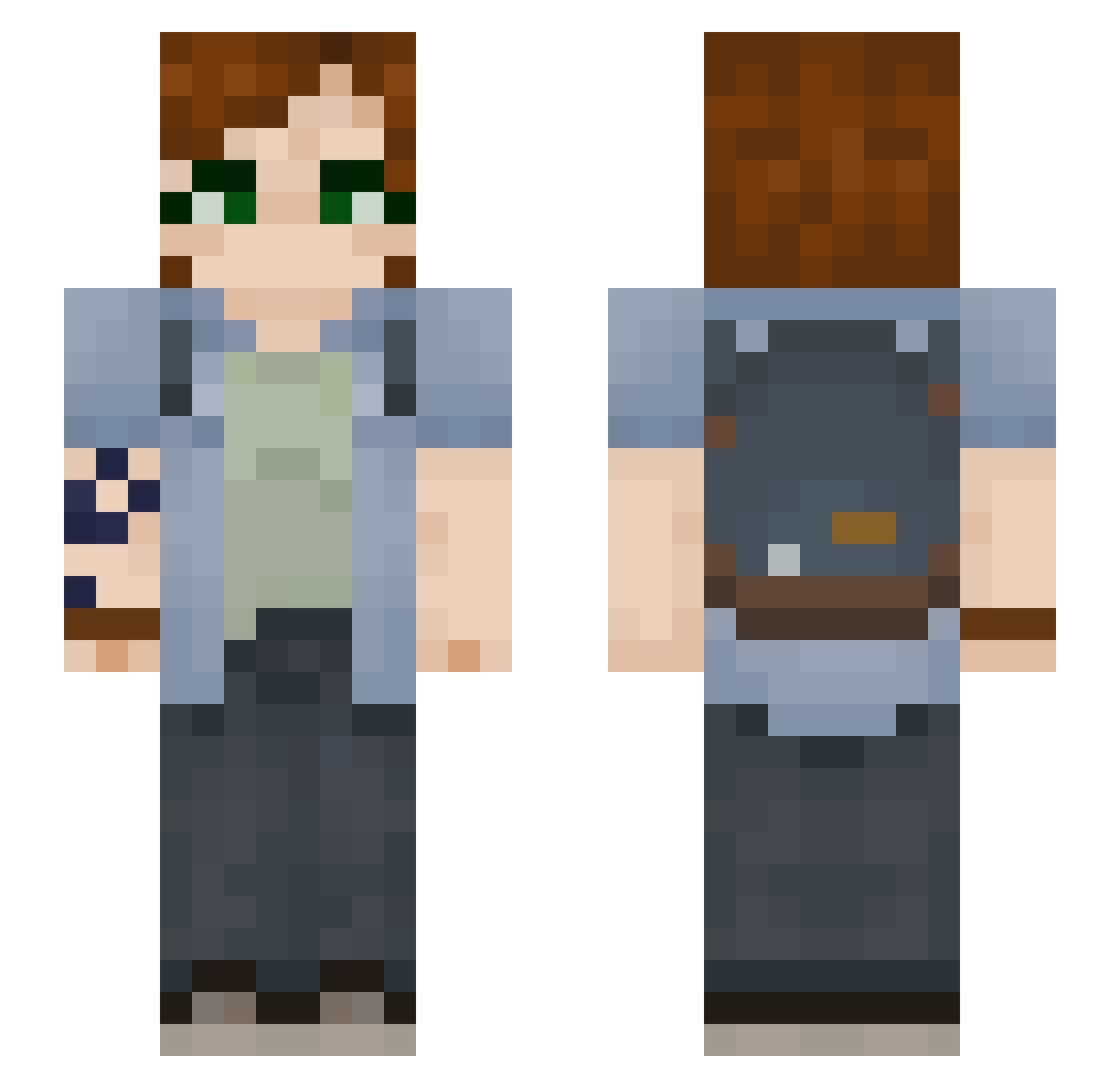 MeiIsThicc Minecraft skin, front and back view