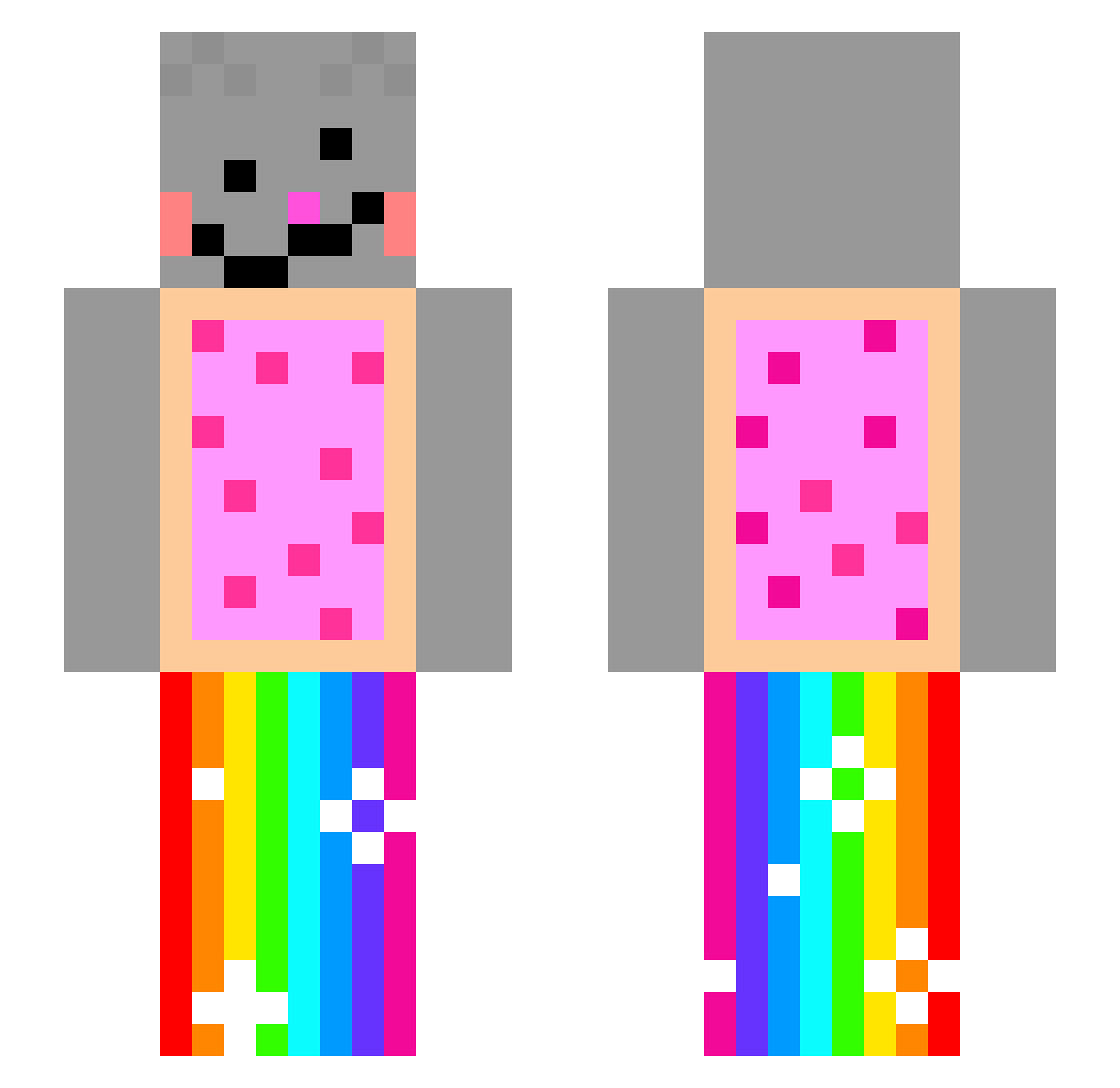 Meownyra Minecraft skin, front and back view