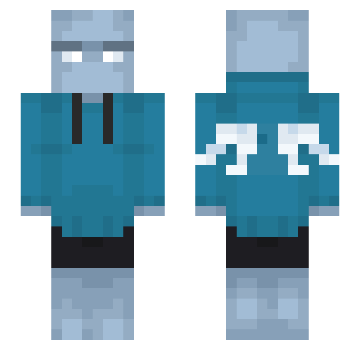 Arvexx Minecraft skin, front and back view