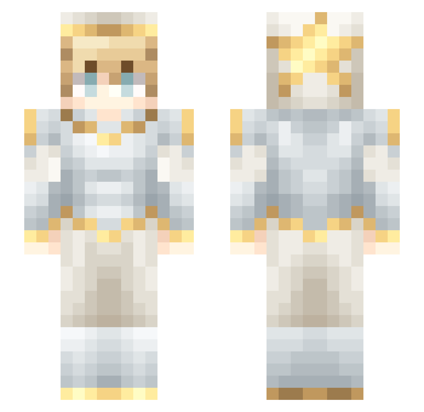 MissADay Minecraft skin, front and back view