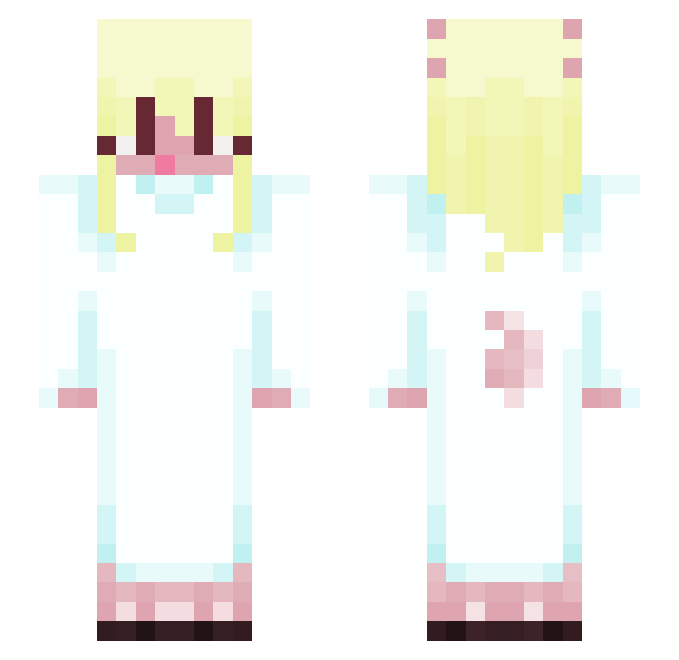 allocesia Minecraft skin, front and back view