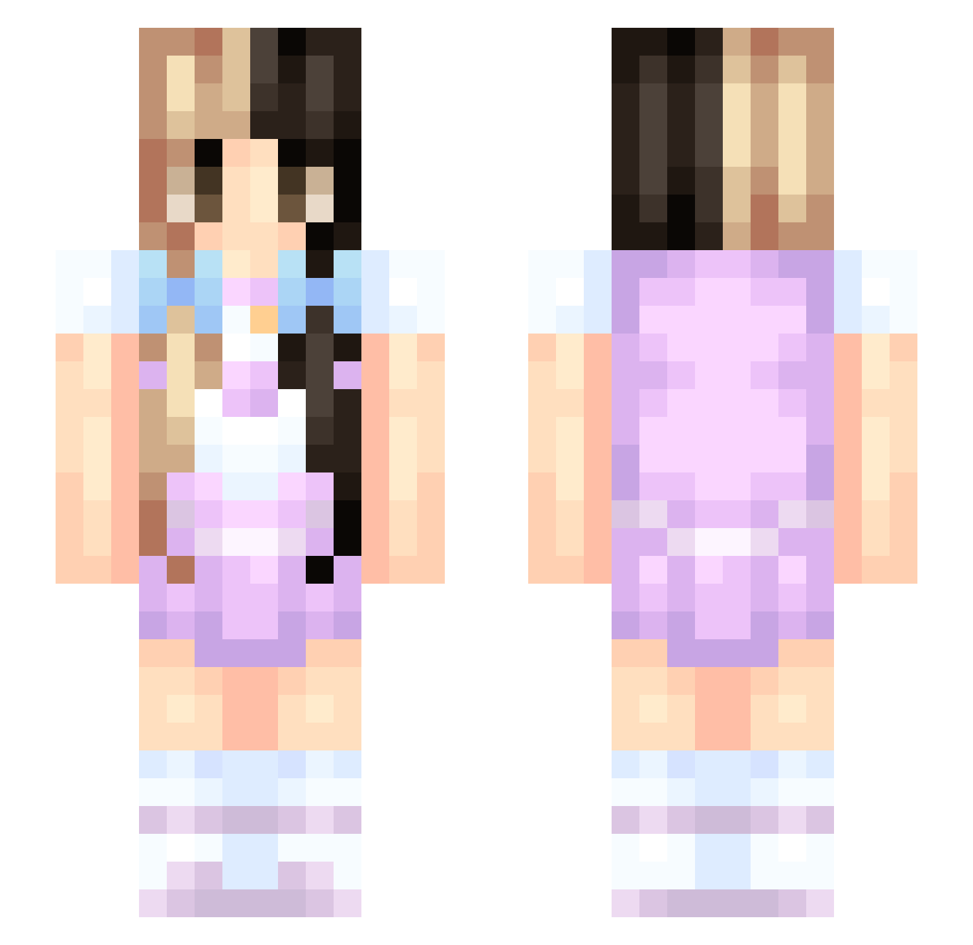 B4gel Minecraft skin, front and back view