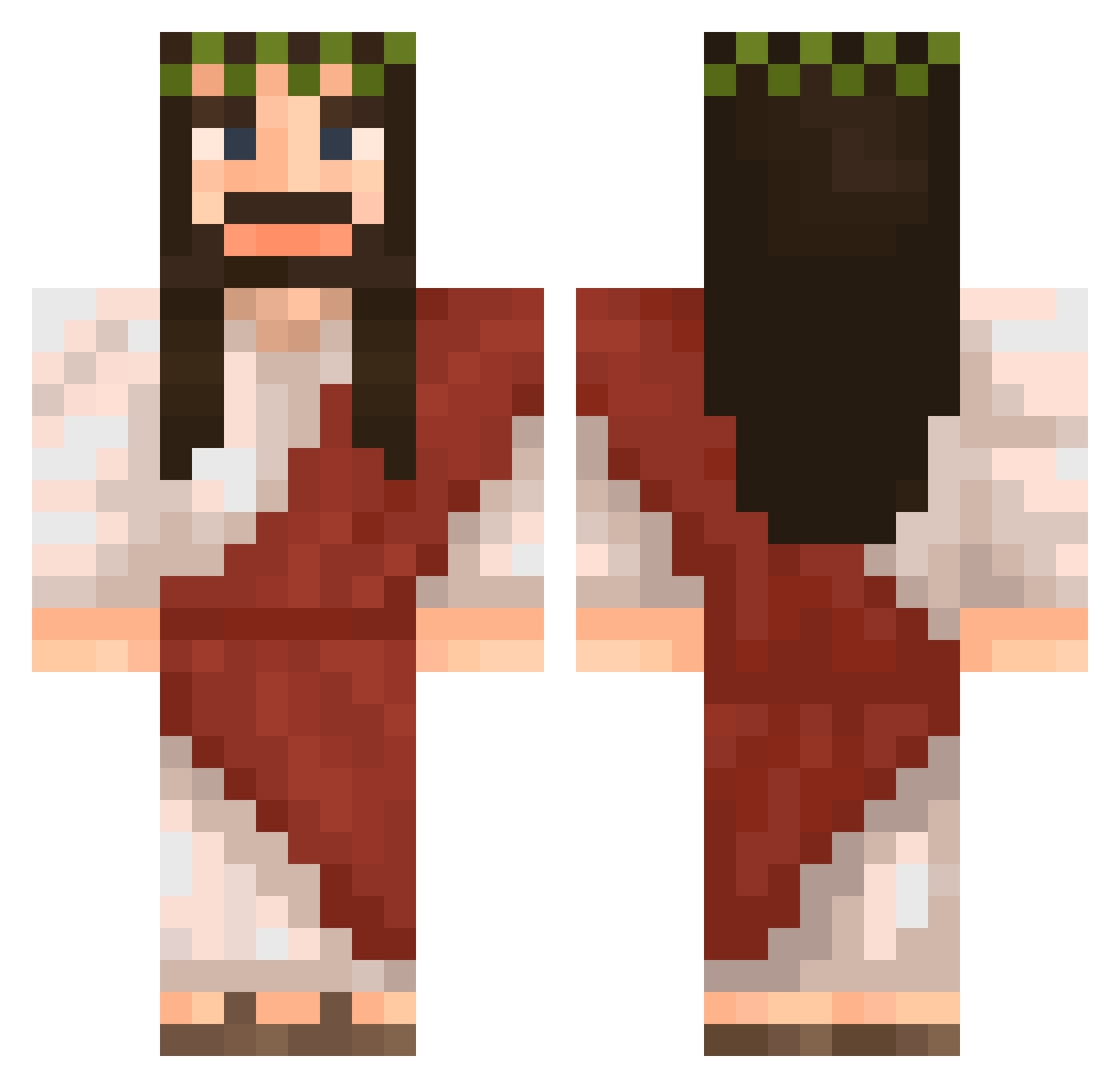 ZaMrGrinch Minecraft skin, front and back view