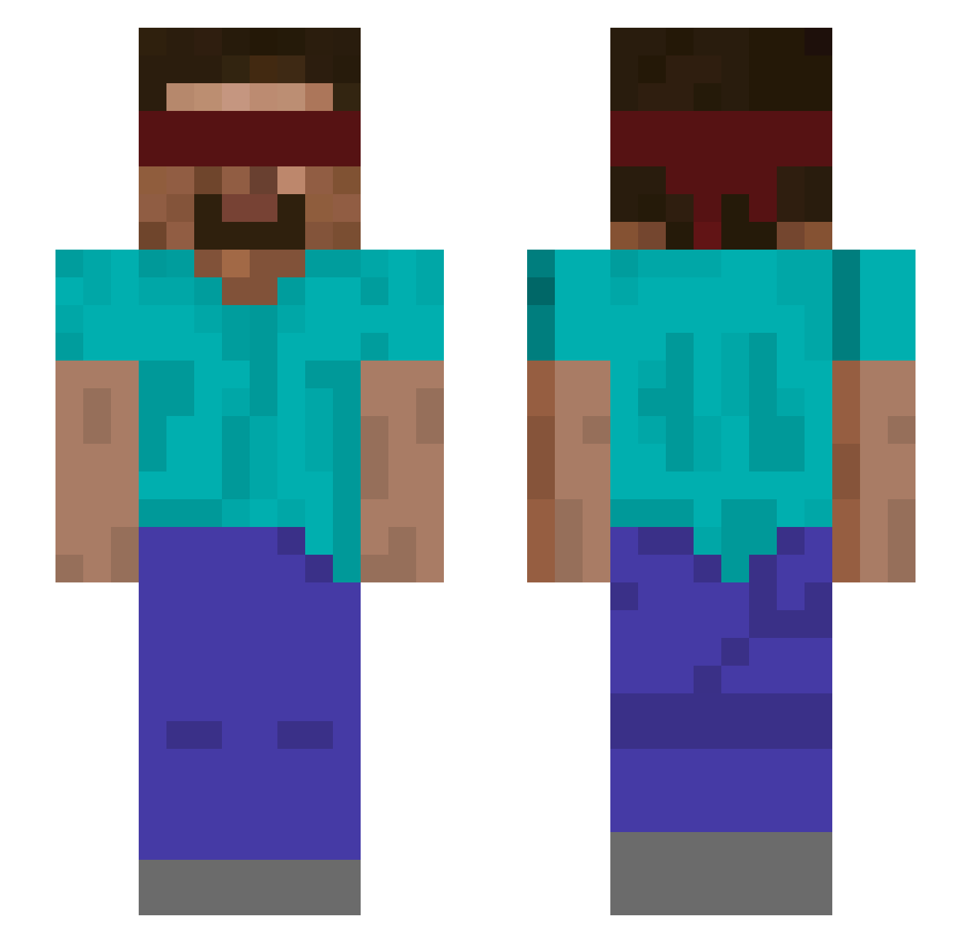 rezmast3r Minecraft skin, front and back view