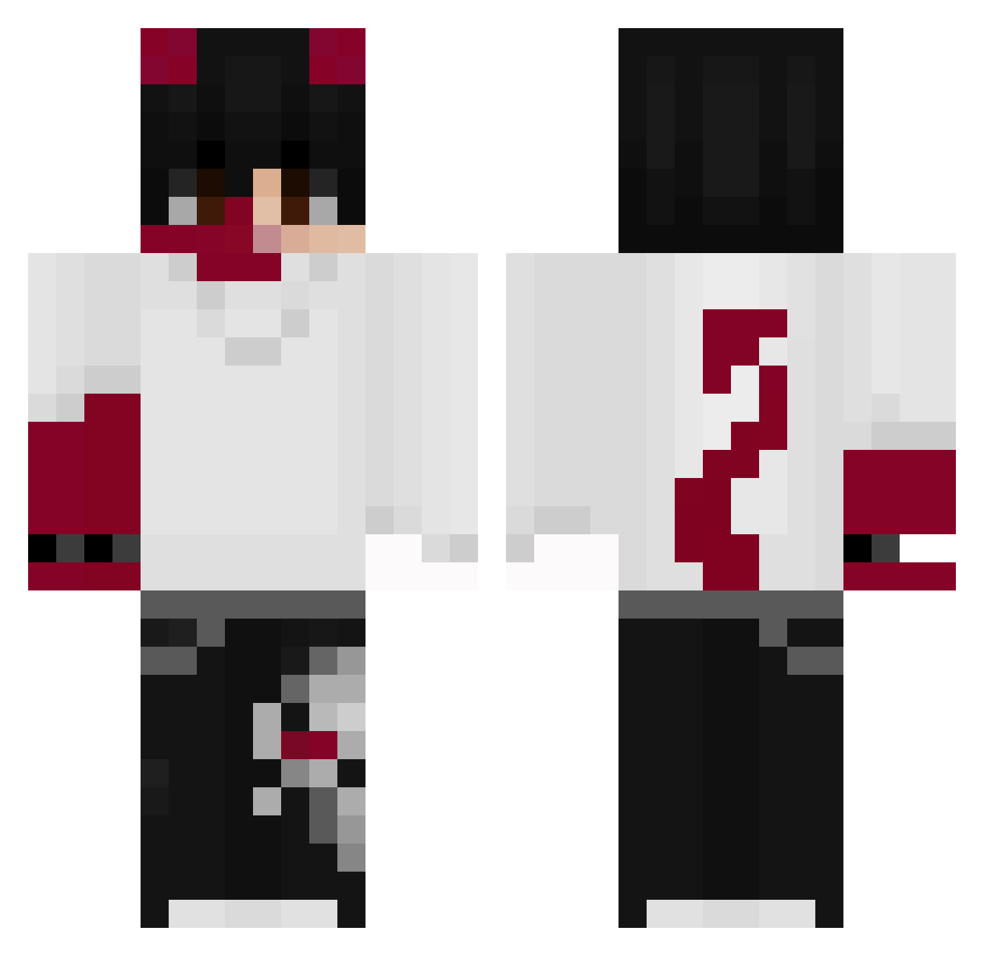 PlugSakk Minecraft skin, front and back view