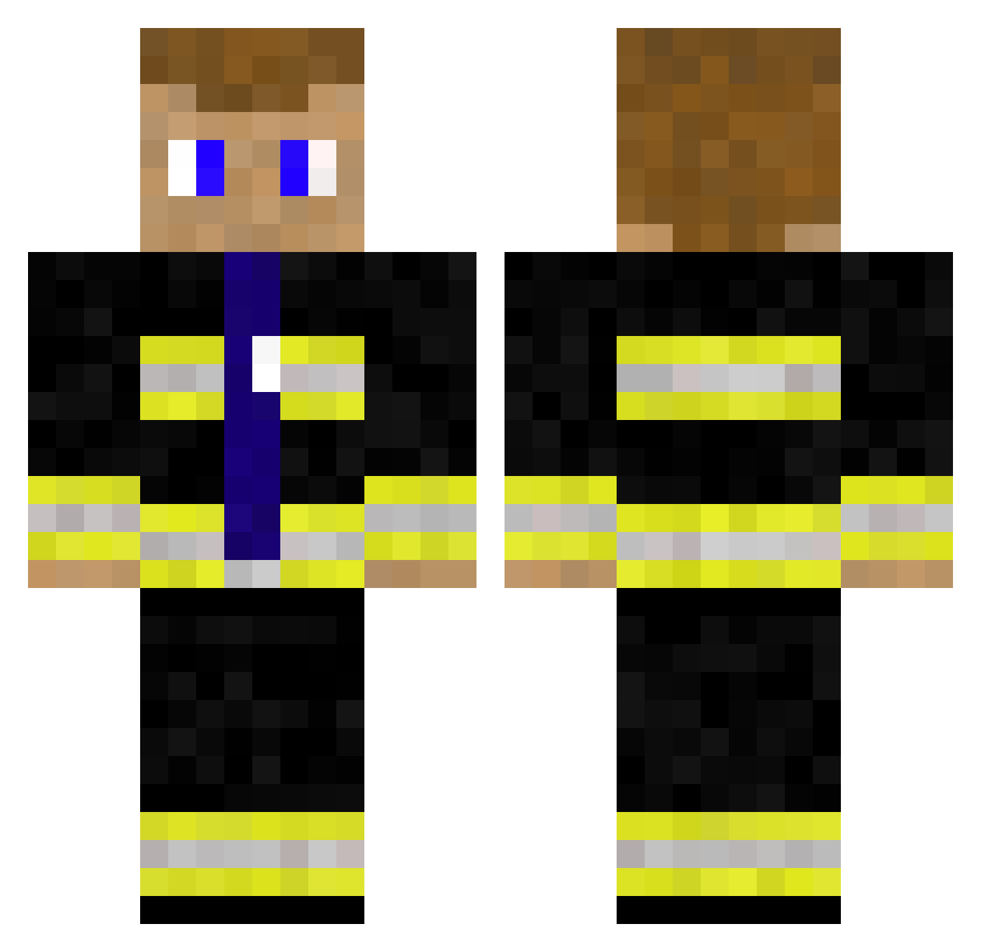 FireFuss Minecraft skin, front and back view
