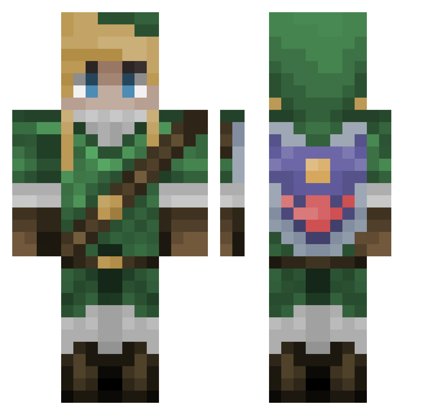 Zynlor Minecraft skin, front and back view