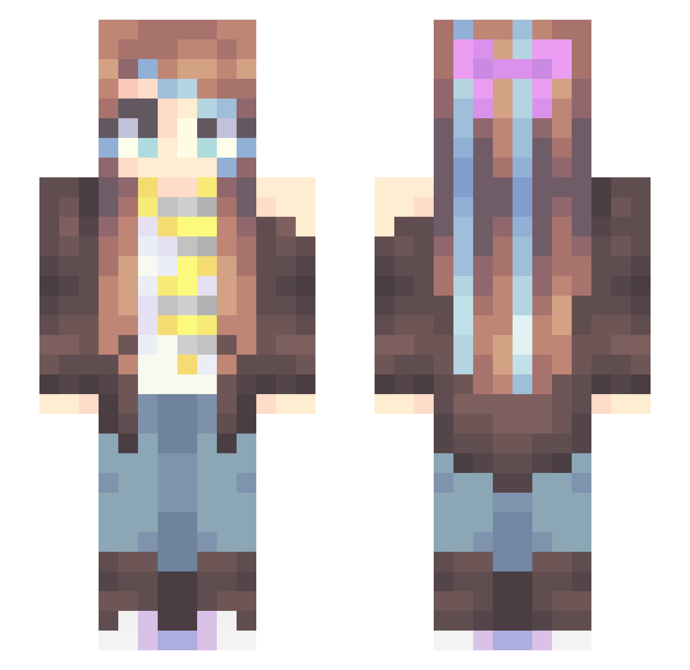 Yeentard Minecraft skin, front and back view