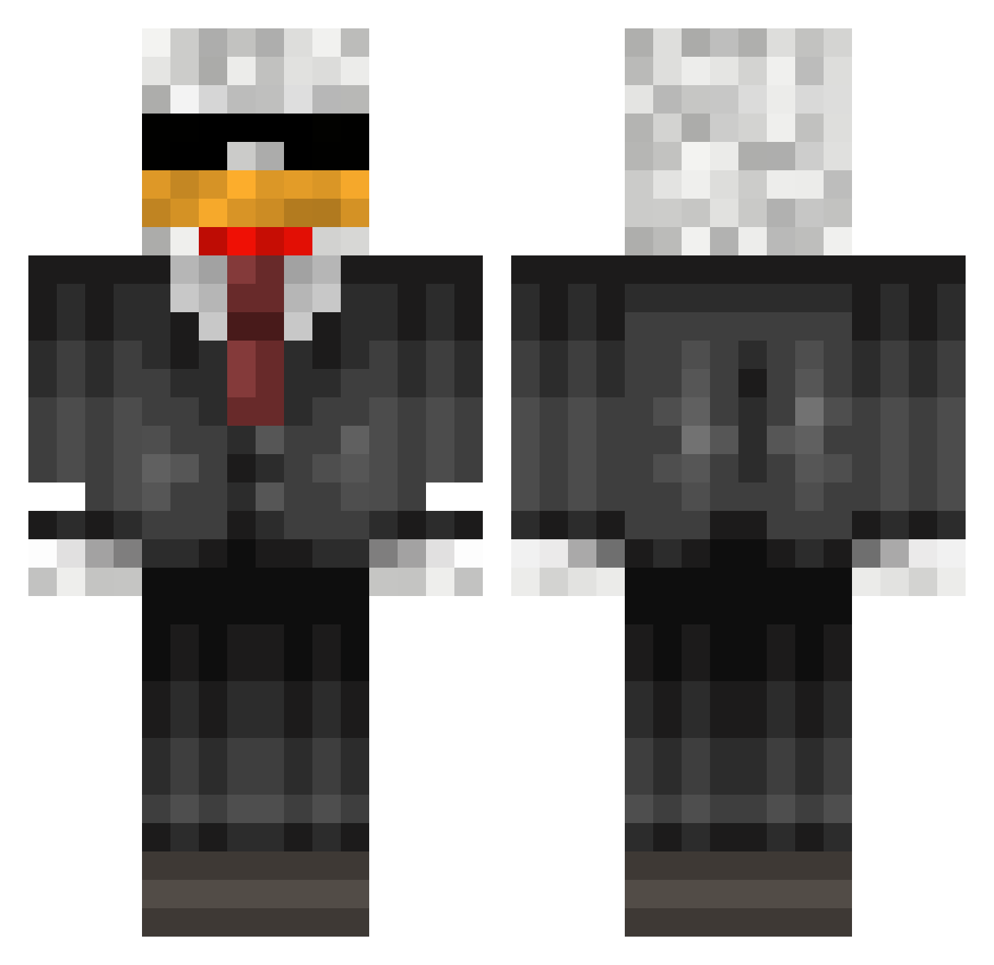 Barelius Minecraft skin, front and back view