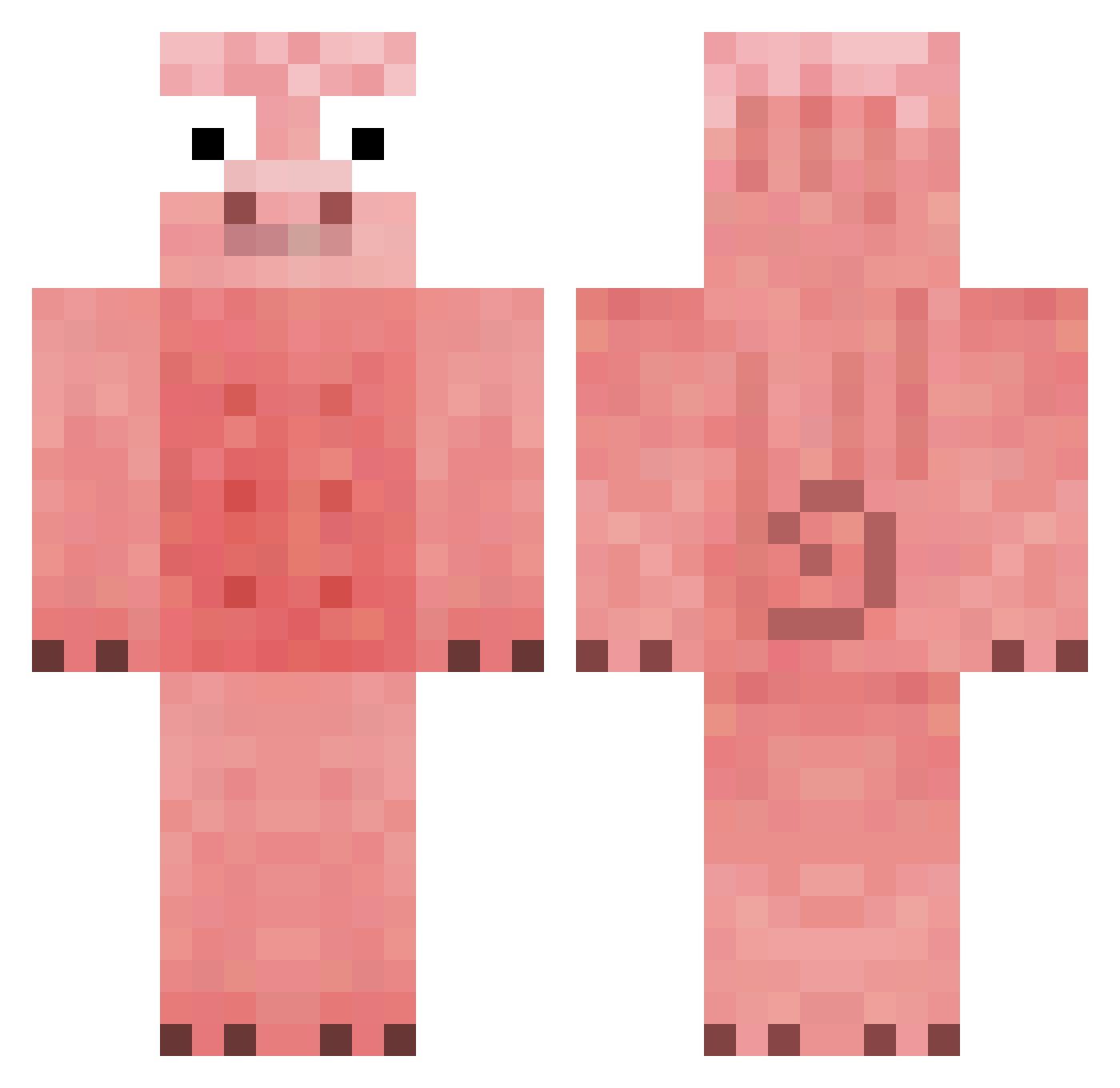 yushyush Minecraft skin, front and back view