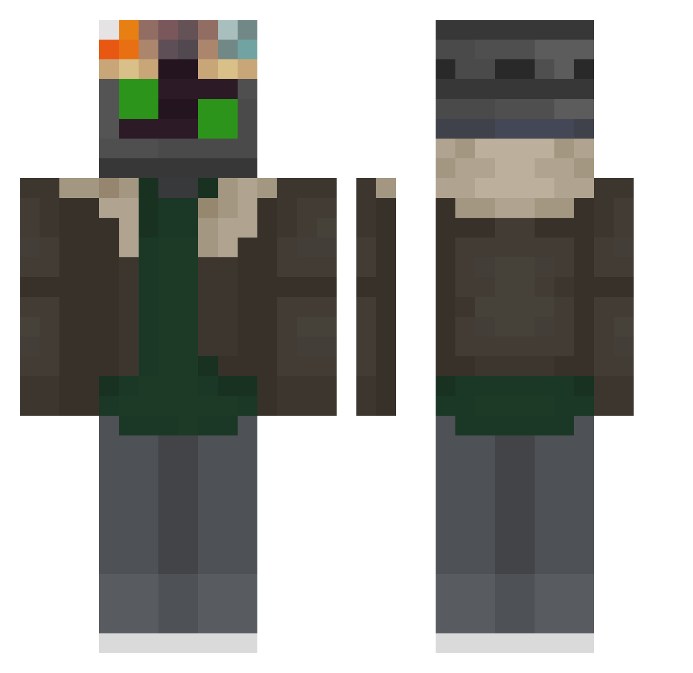 Sacki_Man Minecraft skin, front and back view