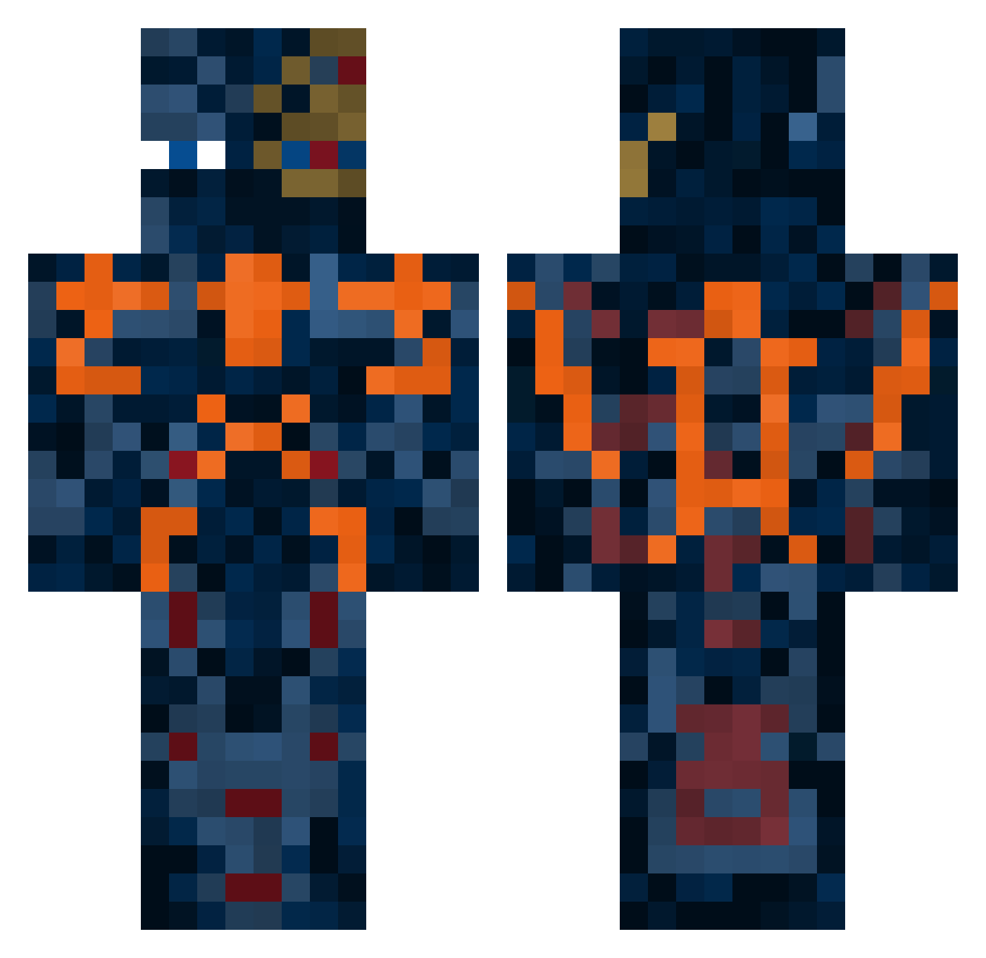 SplazRaz Minecraft skin, front and back view