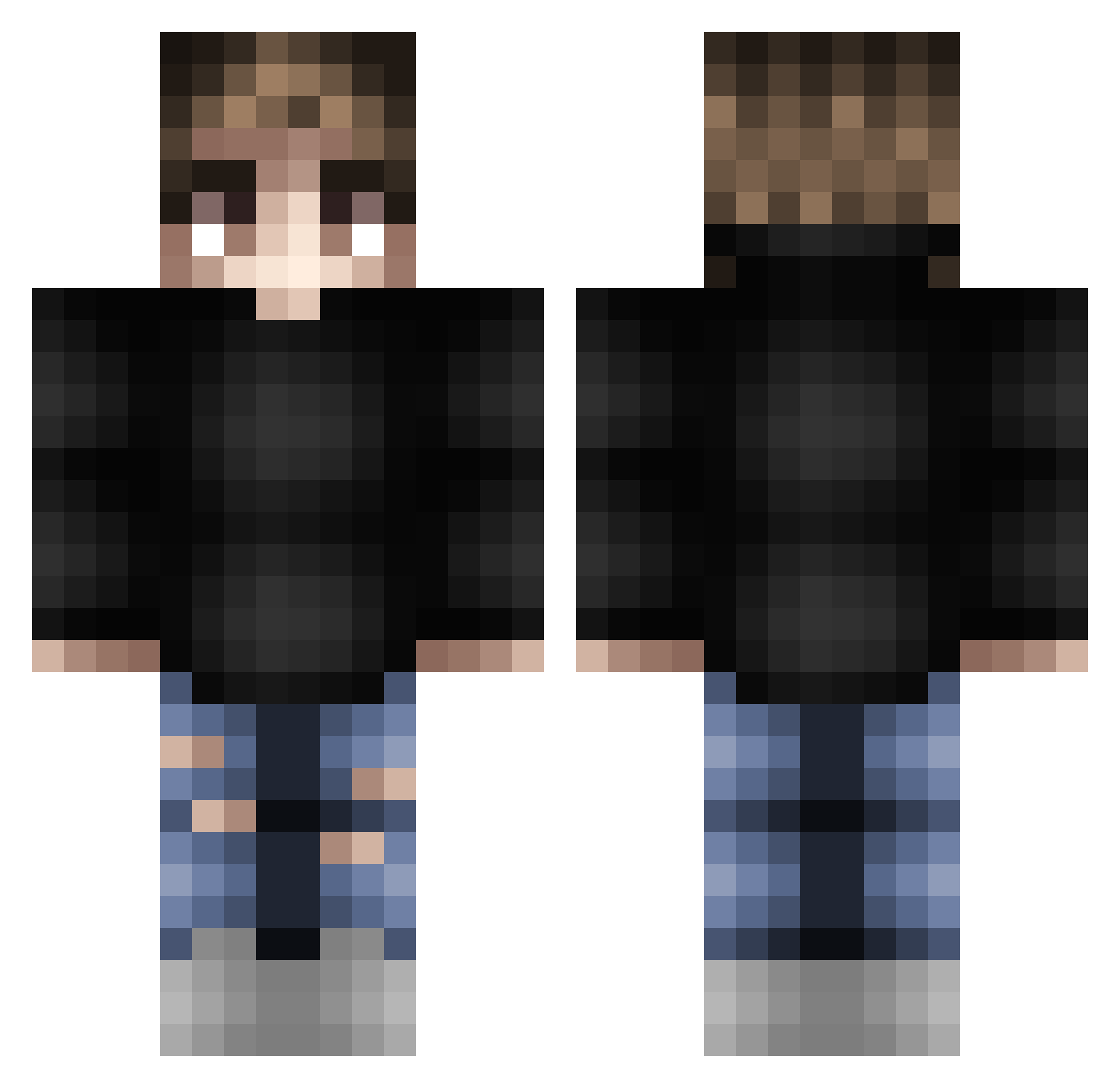 teckybot Minecraft skin, front and back view