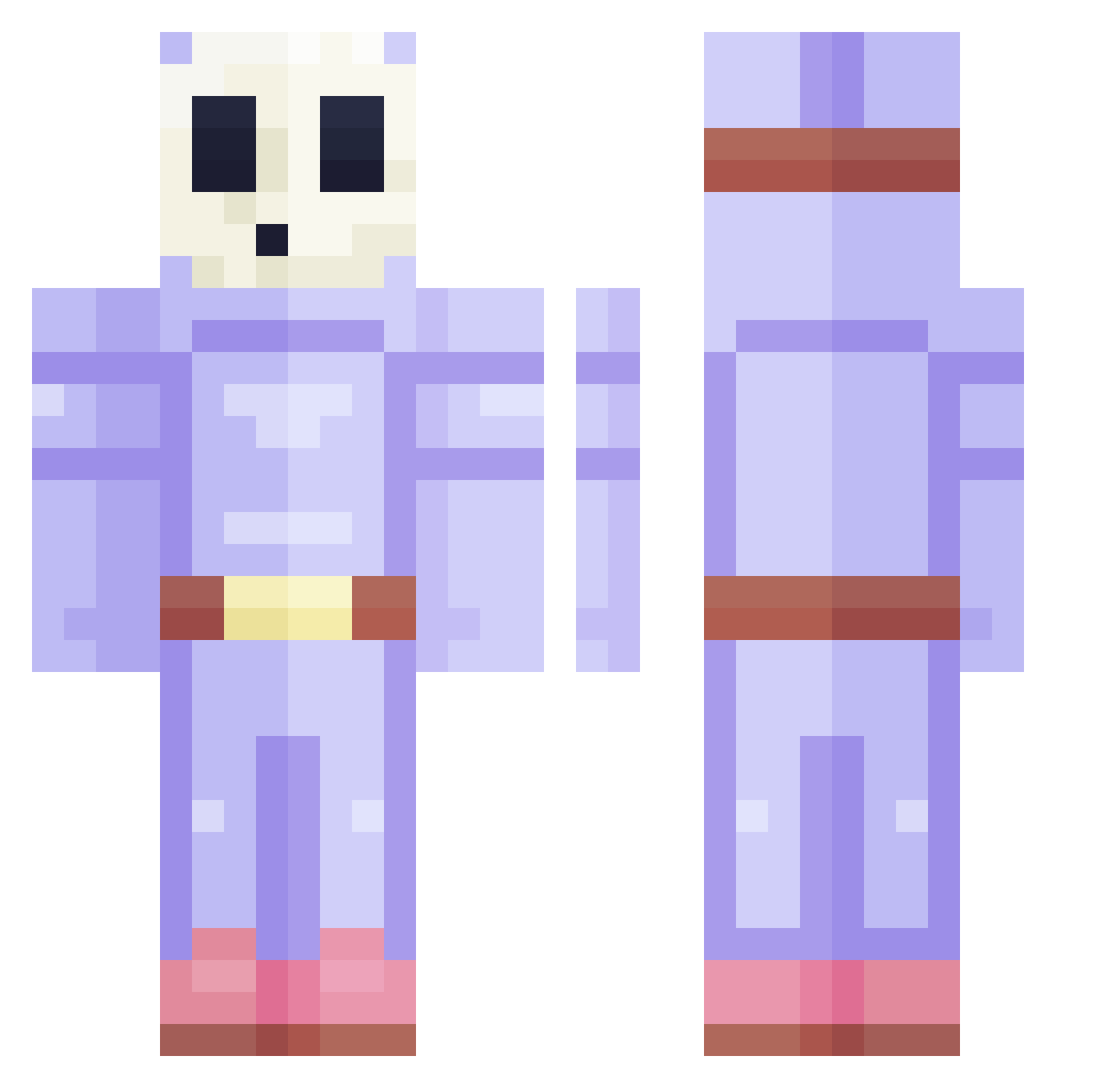 ZAYA777 Minecraft skin, front and back view