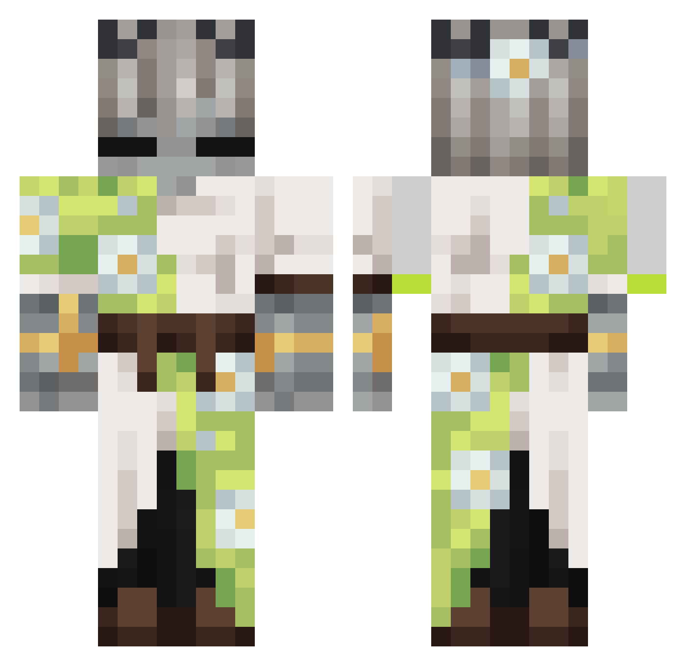 Sh4d33 Minecraft skin, front and back view