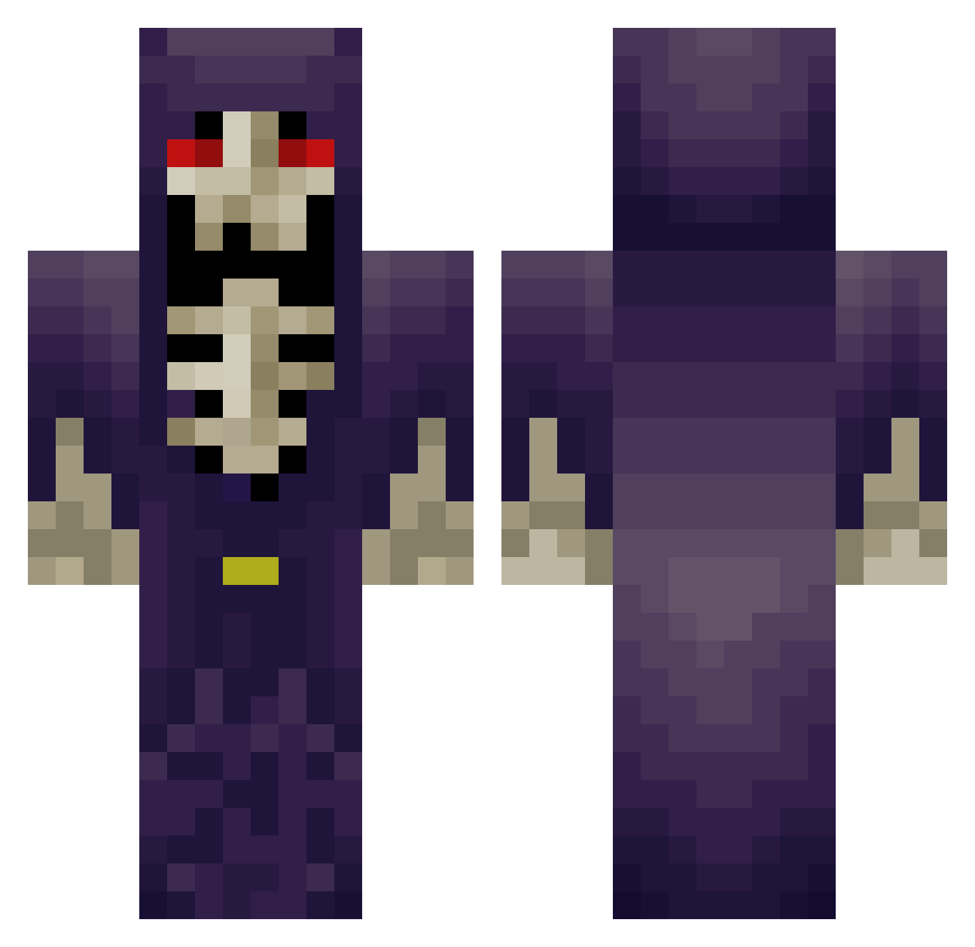 GrandoZ Minecraft skin, front and back view