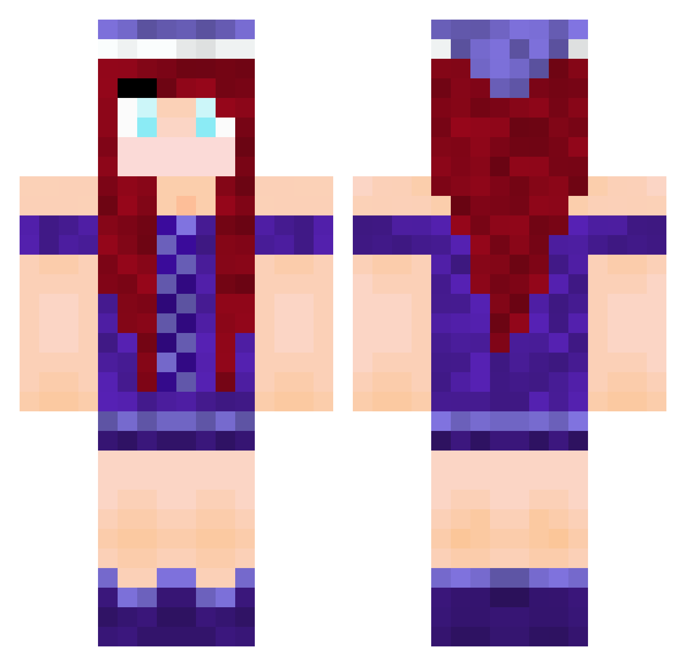 Sakura Minecraft skin, front and back view