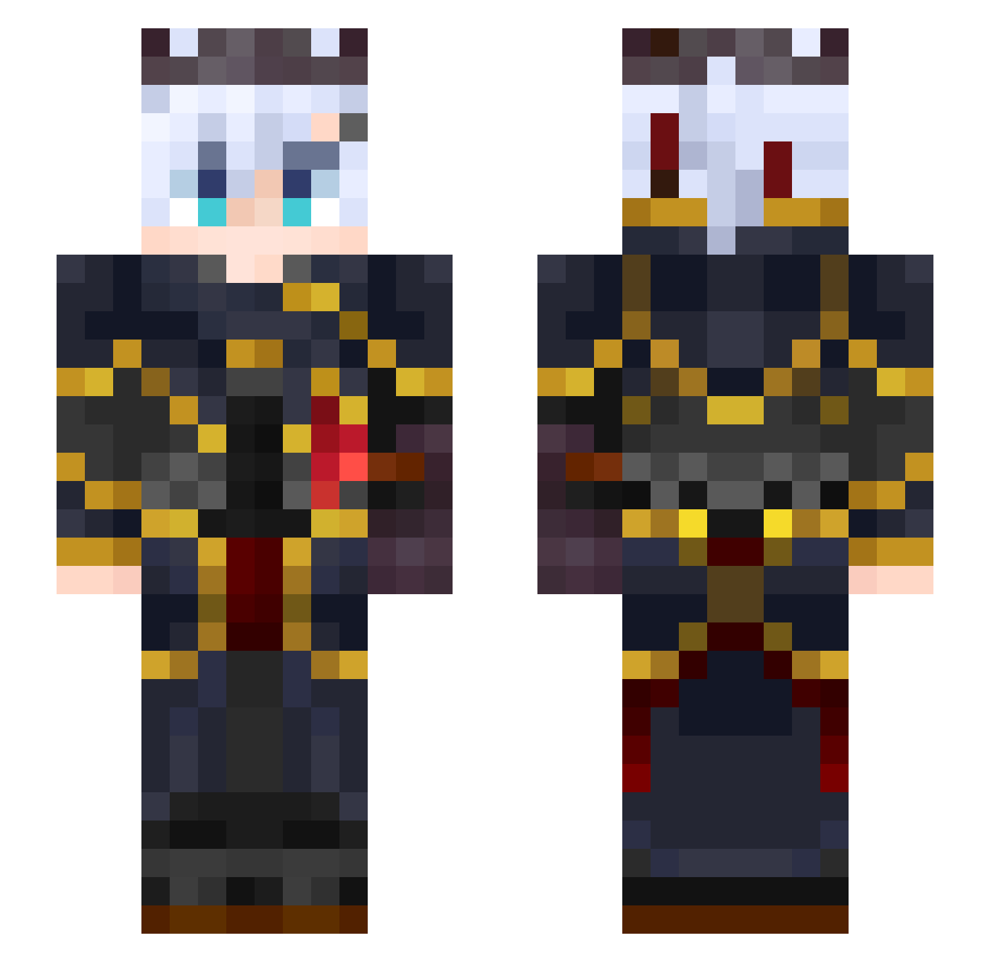 NullData Minecraft skin, front and back view