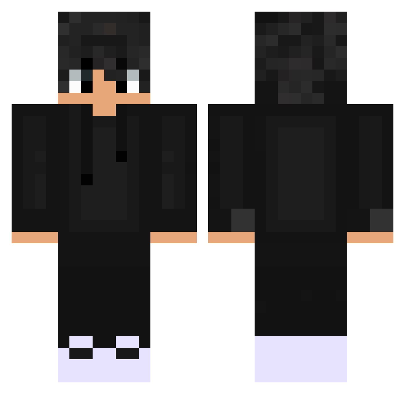 Vadelmaq Minecraft skin, front and back view