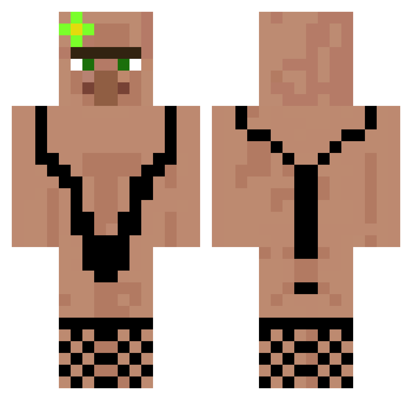 8meggs Minecraft skin, front and back view
