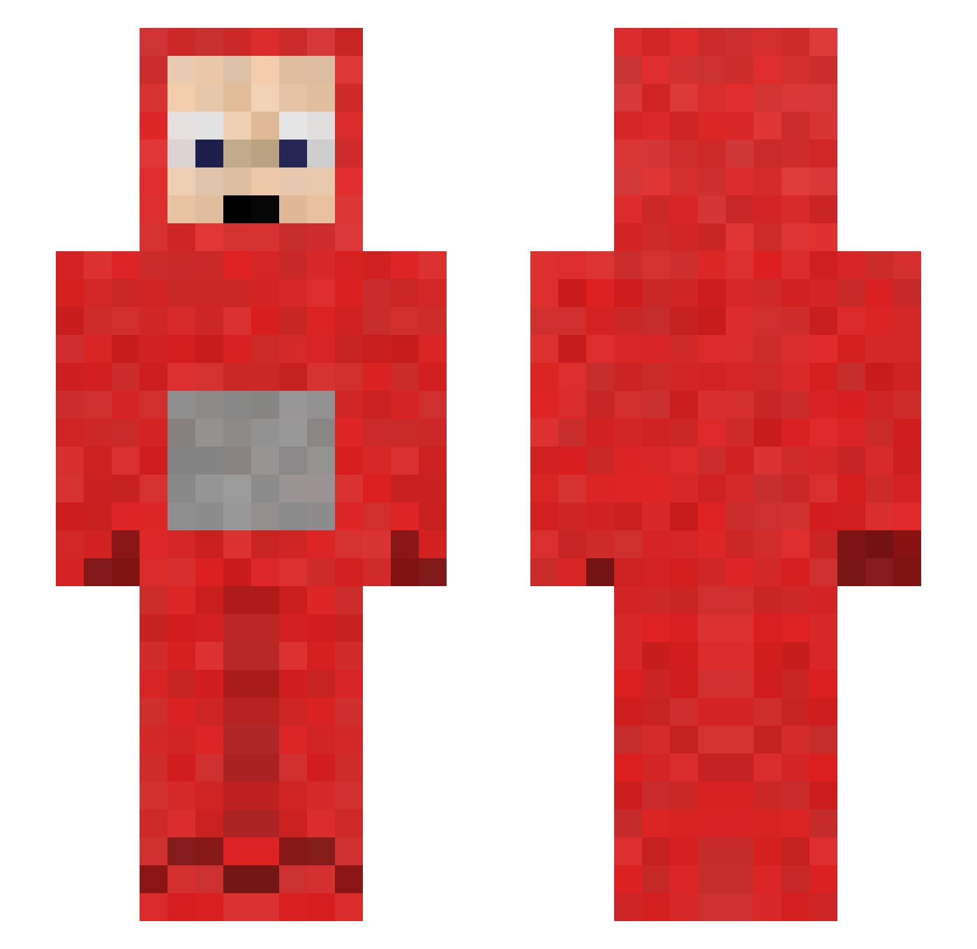 Dumfounded Minecraft skin, front and back view