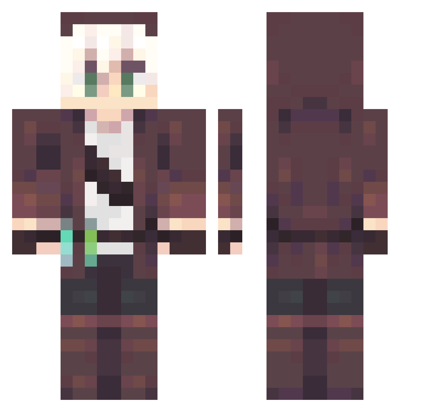 Silverpoint Minecraft skin, front and back view