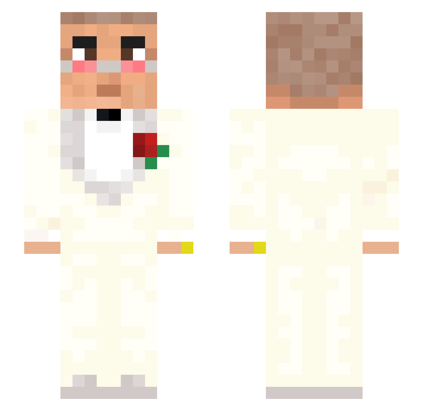 Deadruns Minecraft skin, front and back view