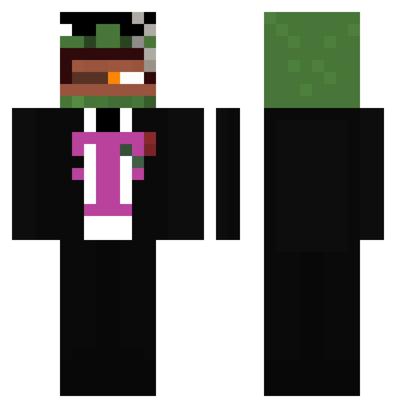 xbbi Minecraft skin, front and back view